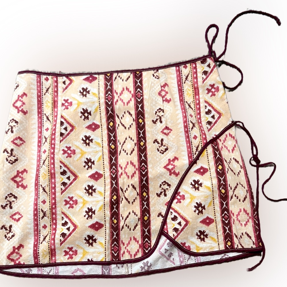 🌺Free People Cleo Geometric-Print Wrap Miniskirt🌸🌺 - Picture 2 of 16